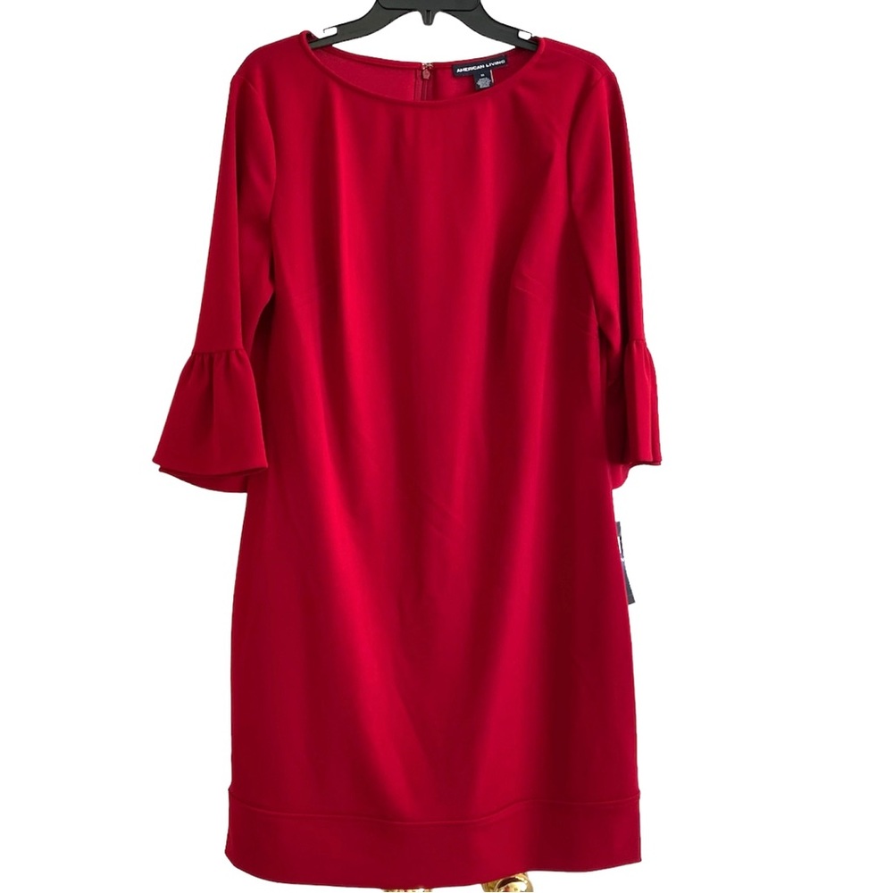 AMERICAN LIVING Red 3/4 Bell Sleeve Above The Knee Dress Size Large NWT